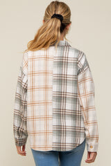 Grey Plaid Button Down Maternity Flannel