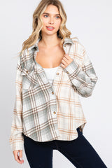 Grey Plaid Button Down Maternity Flannel