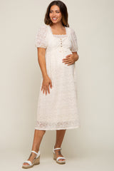 Cream Lace Cutout Maternity Midi Dress