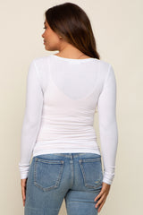 Ivory Ribbed Long Sleeve Maternity Top