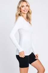 Ivory Ribbed Long Sleeve Top