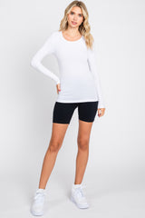 Ivory Ribbed Long Sleeve Top