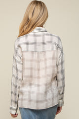 Ivory Gauze Plaid Maternity Button Up Top