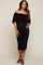 Black Pleated Rib Off Shoulder Maternity Dress