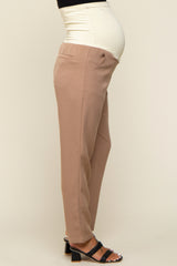 Mocha Satin Crop Maternity Pants