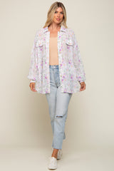 Lavender Pleated Floral Oversized Blouse