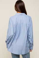 Blue Striped Oversized Maternity Blouse