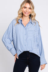 Blue Striped Oversized Maternity Blouse