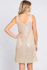 Gold Sequin Sleeveless Dress