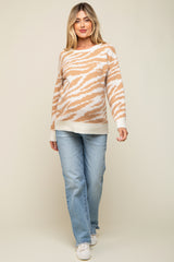 Taupe Animal Print Maternity Sweater