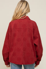 Rust Floral Embroidered Maternity Shirt Jacket