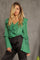Green Pleated Ruffle Blouse