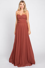 Rust Sweetheart Convertible Chiffon Maternity Gown