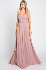 Mauve Sweetheart Convertible Chiffon Maternity Gown