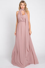 Mauve Sweetheart Convertible Chiffon Gown