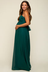 Forest Green Sweetheart Convertible Chiffon Maternity Gown