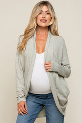 Light Olive Ribbed Open Front Maternity Cardigan