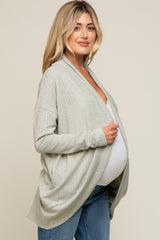 Light Olive Ribbed Open Front Maternity Cardigan