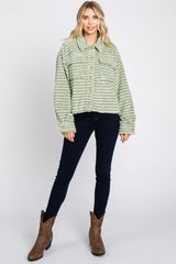 Light Olive Fuzzy Front Pocket Jacket