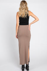 Mocha Ribbed Maxi Skirt