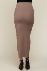 Mocha Ribbed Maternity Maxi Skirt