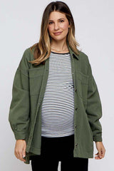 Olive Denim Button Down Button Down Maternity Jacket