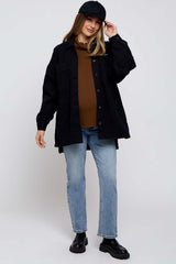 Black Denim Button Down Button Down Maternity Jacket