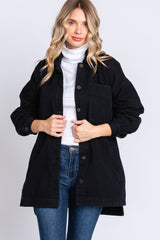 Black Denim Button Down Button Down Maternity Jacket