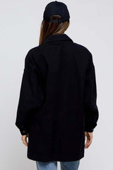 Black Denim Button Down Button Down Maternity Jacket