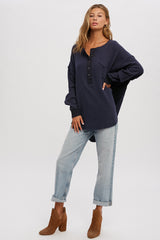 Navy Lightweight Button Front Tunic