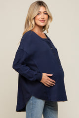 Navy Lightweight Button Front Maternity Tunic