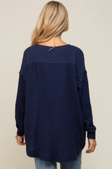 Navy Lightweight Button Front Maternity Tunic