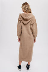 Mocha Hooded Sweater Midi Dress