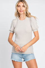 Beige Brushed Knit Tied Back Cutout Maternity Top