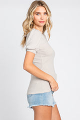 Beige Brushed Knit Tied Back Cutout Top