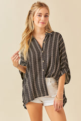 Black Printed Button Up Maternity Top