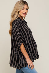 Black Printed Button Up Maternity Top