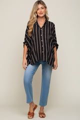 Black Printed Button Up Maternity Top