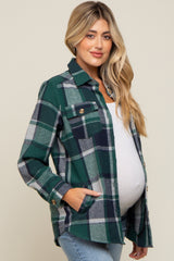 Green Plaid Maternity Shirt Jacket