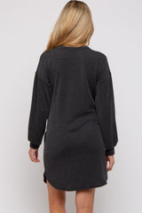 Charcoal Rib Knit Long Sleeve Maternity Dress