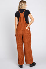 Rust Corduroy Wide Leg Overalls