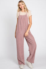 Mauve Corduroy Wide Leg Maternity Overalls