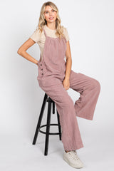 Mauve Corduroy Wide Leg Overalls