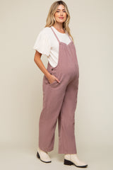 Mauve Corduroy Wide Leg Maternity Overalls