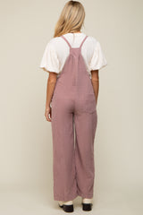 Mauve Corduroy Wide Leg Maternity Overalls