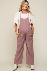 Mauve Corduroy Wide Leg Maternity Overalls