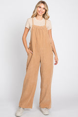 Camel Corduroy Wide Leg Maternity Overalls