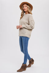 Taupe Open Chunky Knit Sweater