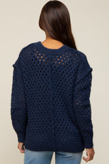 Navy Open Chunky Knit Maternity Sweater