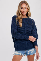 Navy Open Chunky Knit Maternity Sweater